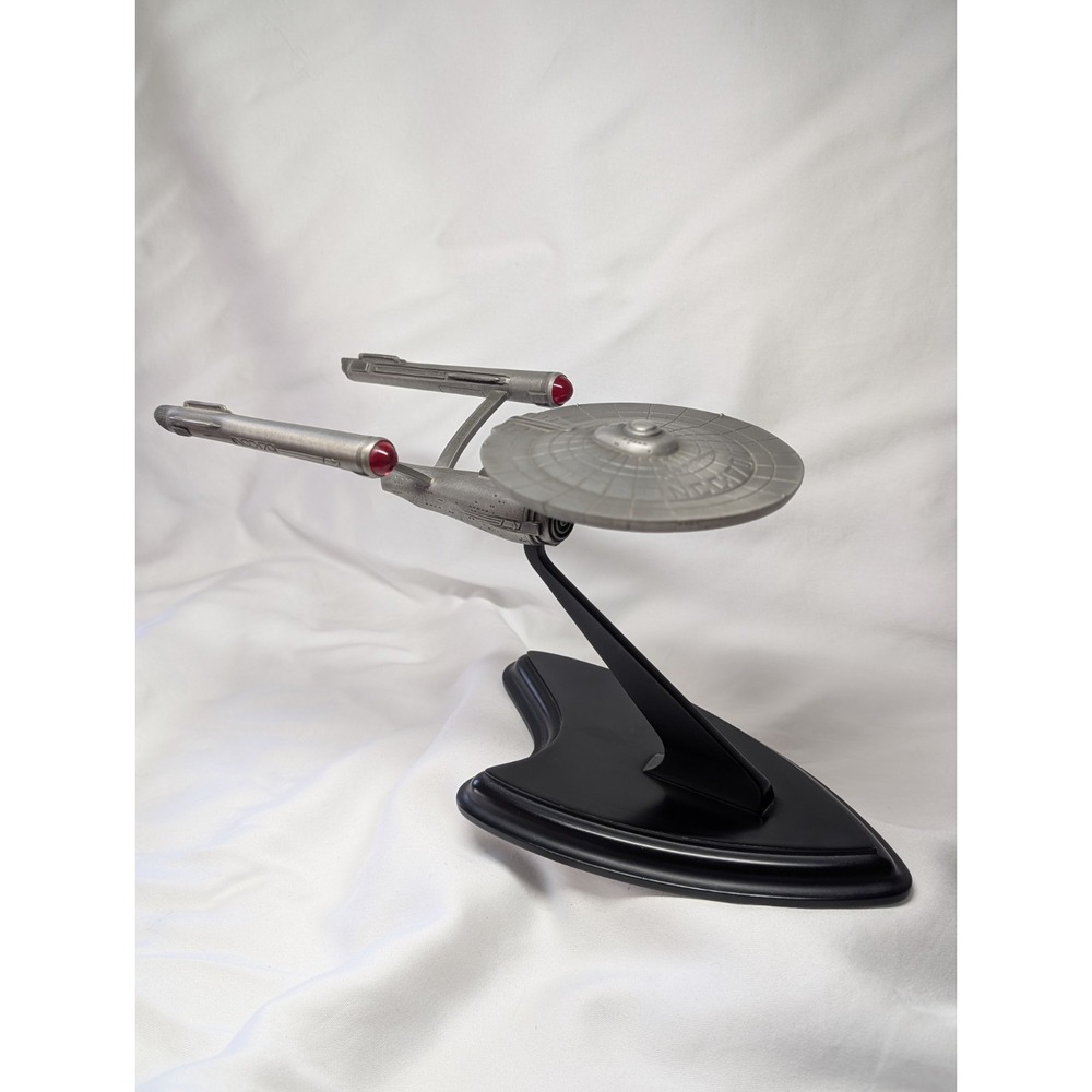 Vintage Franklin Mint Pewter Star Trek Starship Enterprise Model 1988 W/ Stand